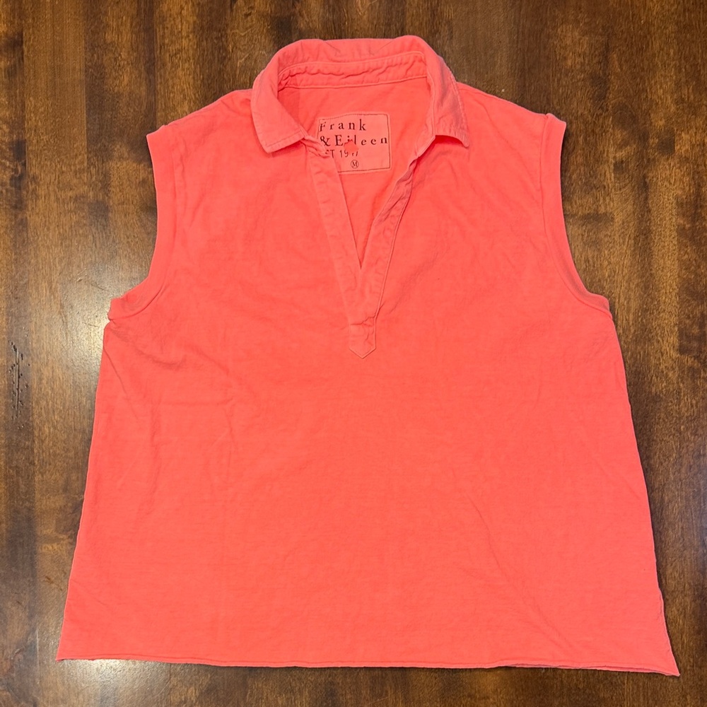 FOR bailey1245_ Frank & Eileen Olivia Popover Henley Tank Coral 100% Cotton